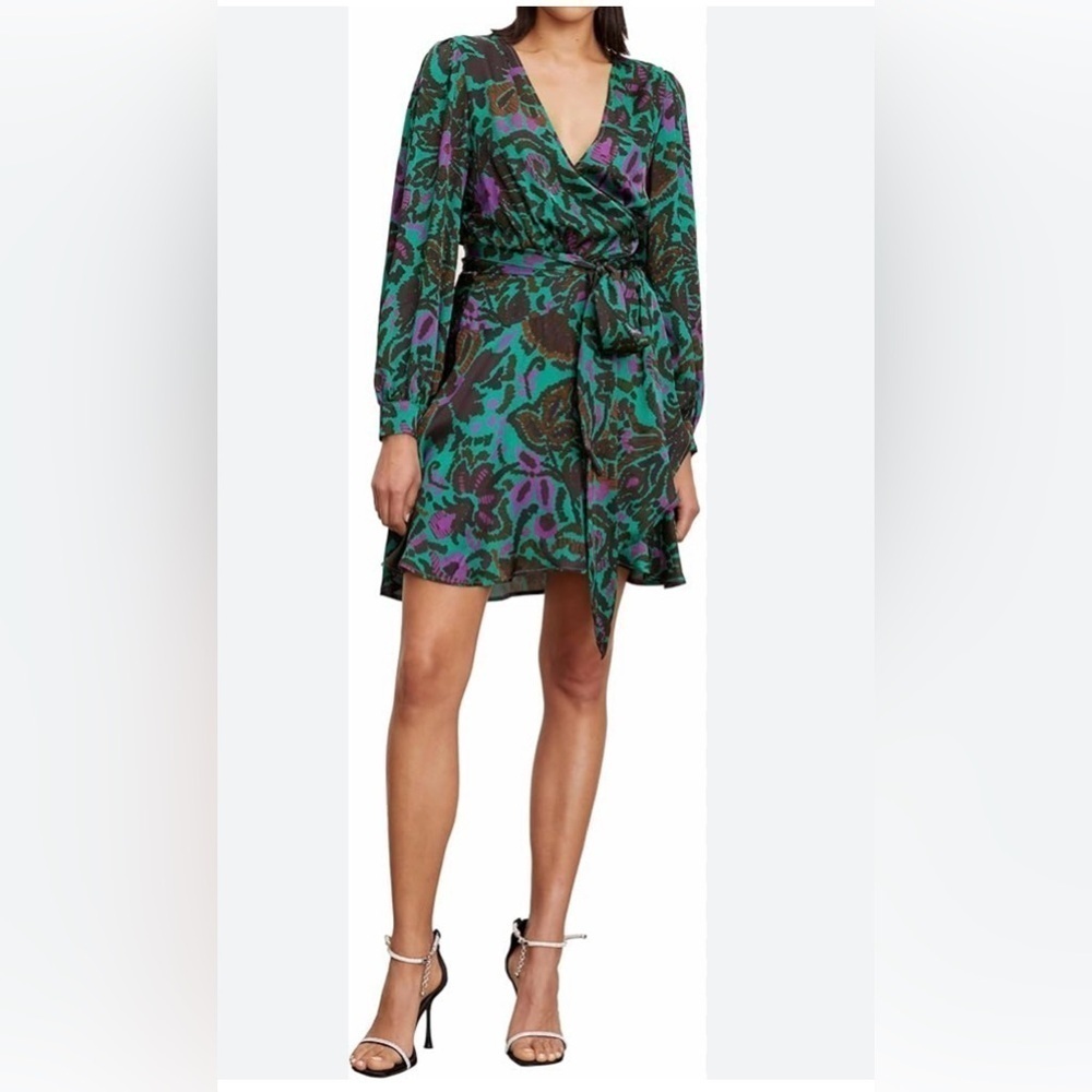 Velvet by Graham & Spencer Long-Sleeve Printed Wrap Mini Dress